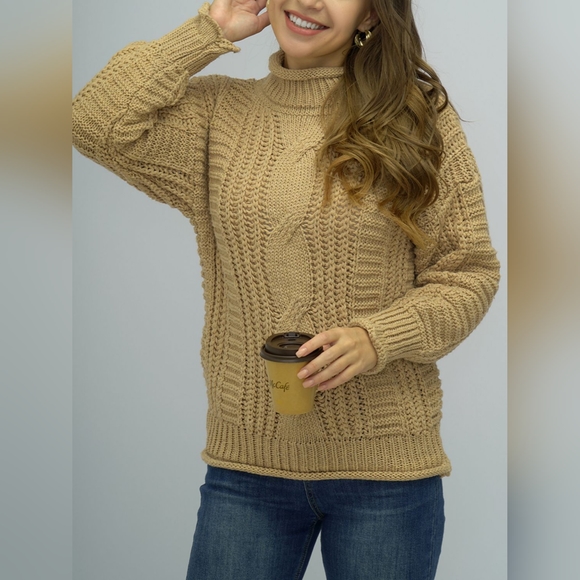 Women's Winter Warm Cable-Knit Mock Neck Sweater SALE 20%OFF+Discounted Shipping - Picture 4 of 6
